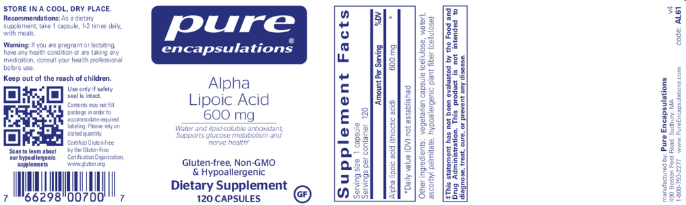 Alpha Lipoic Acid 600mg 120 vcaps
