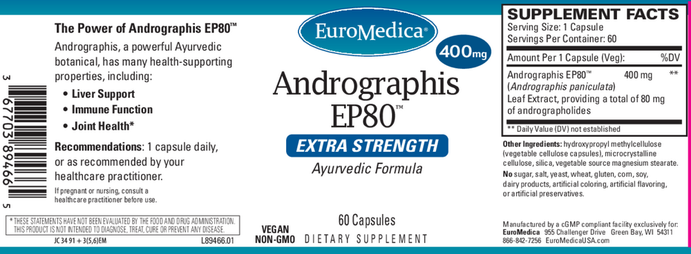 Andrographis EP80 400mg 60 caps